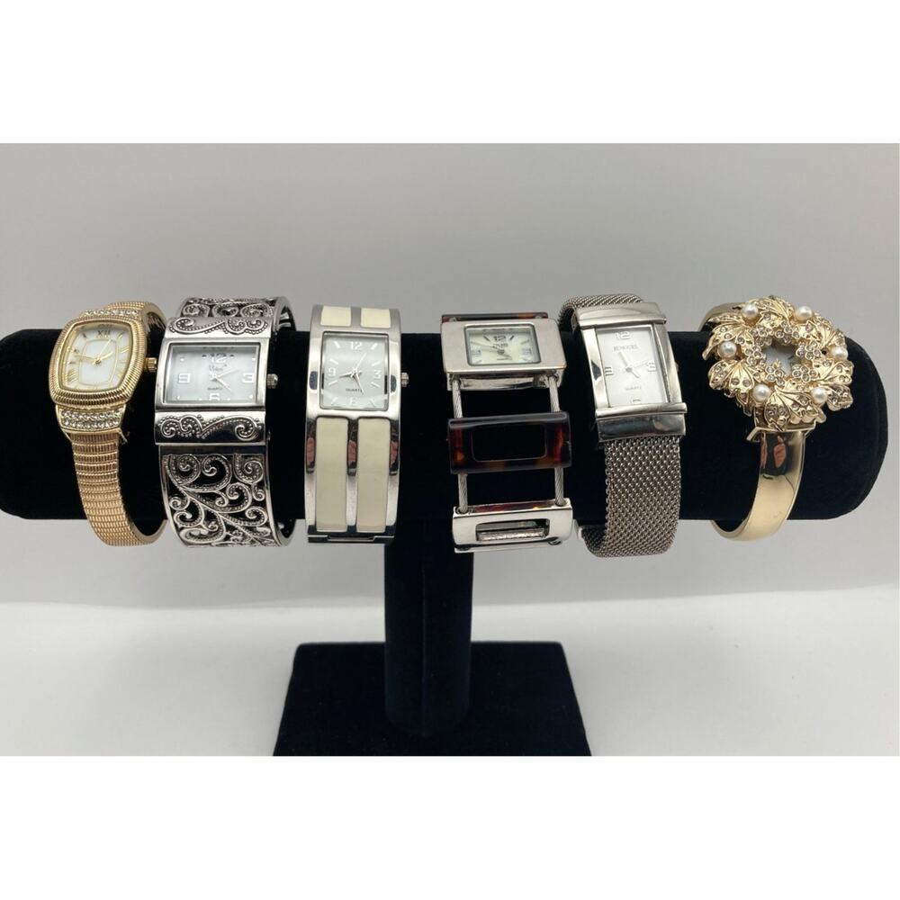 Women's Cuff Bracelet Style Lot Bundle of 6 Watches - Fresh Batteries